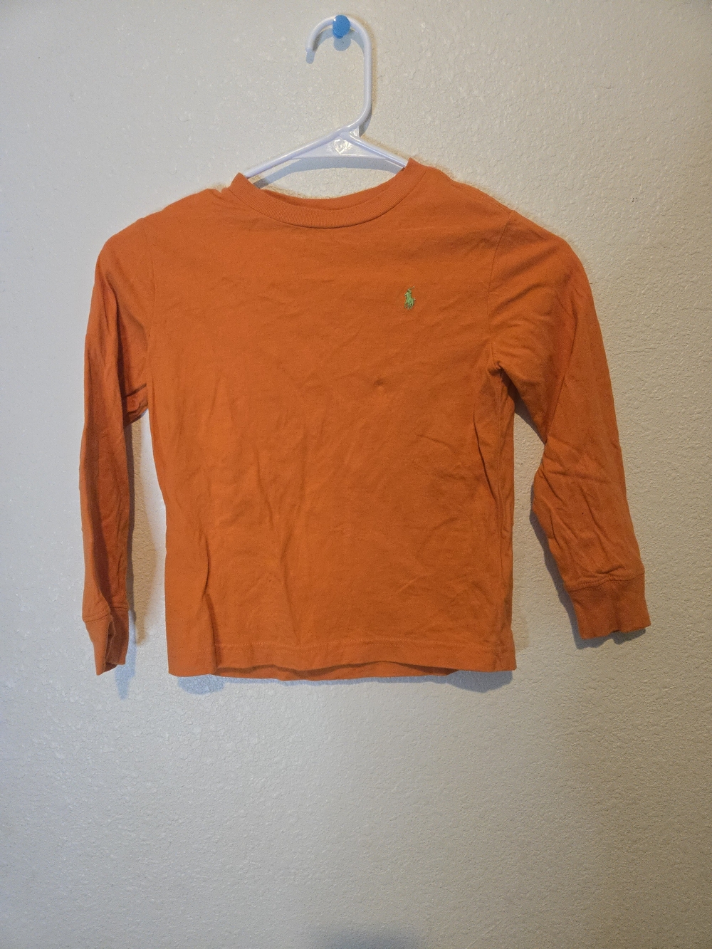 Ralph Lauren Orange Long Sleeve Polo Shirt with Green Pony
